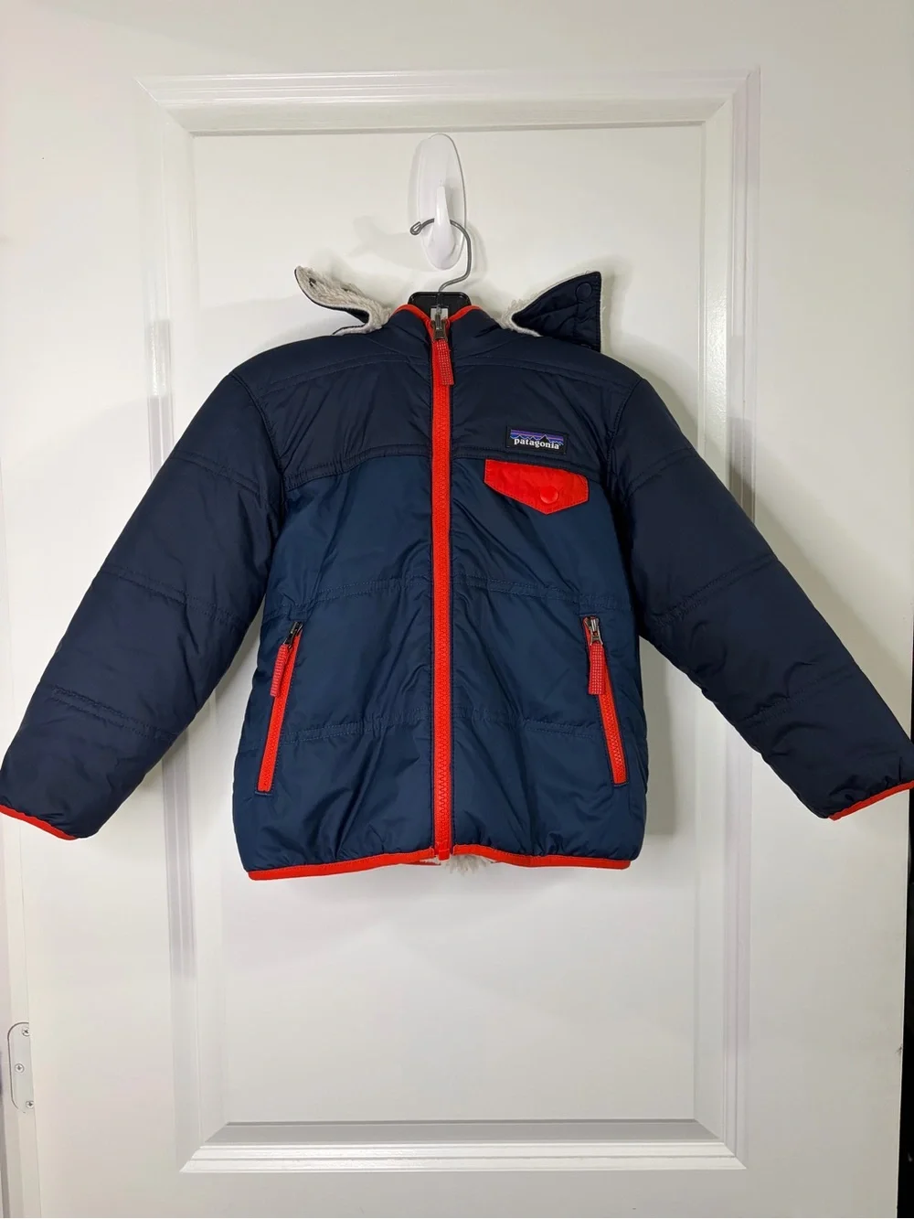 Patagonia Reversible Tribbles Hoodie Jacket Coat Toddler Blue 4T